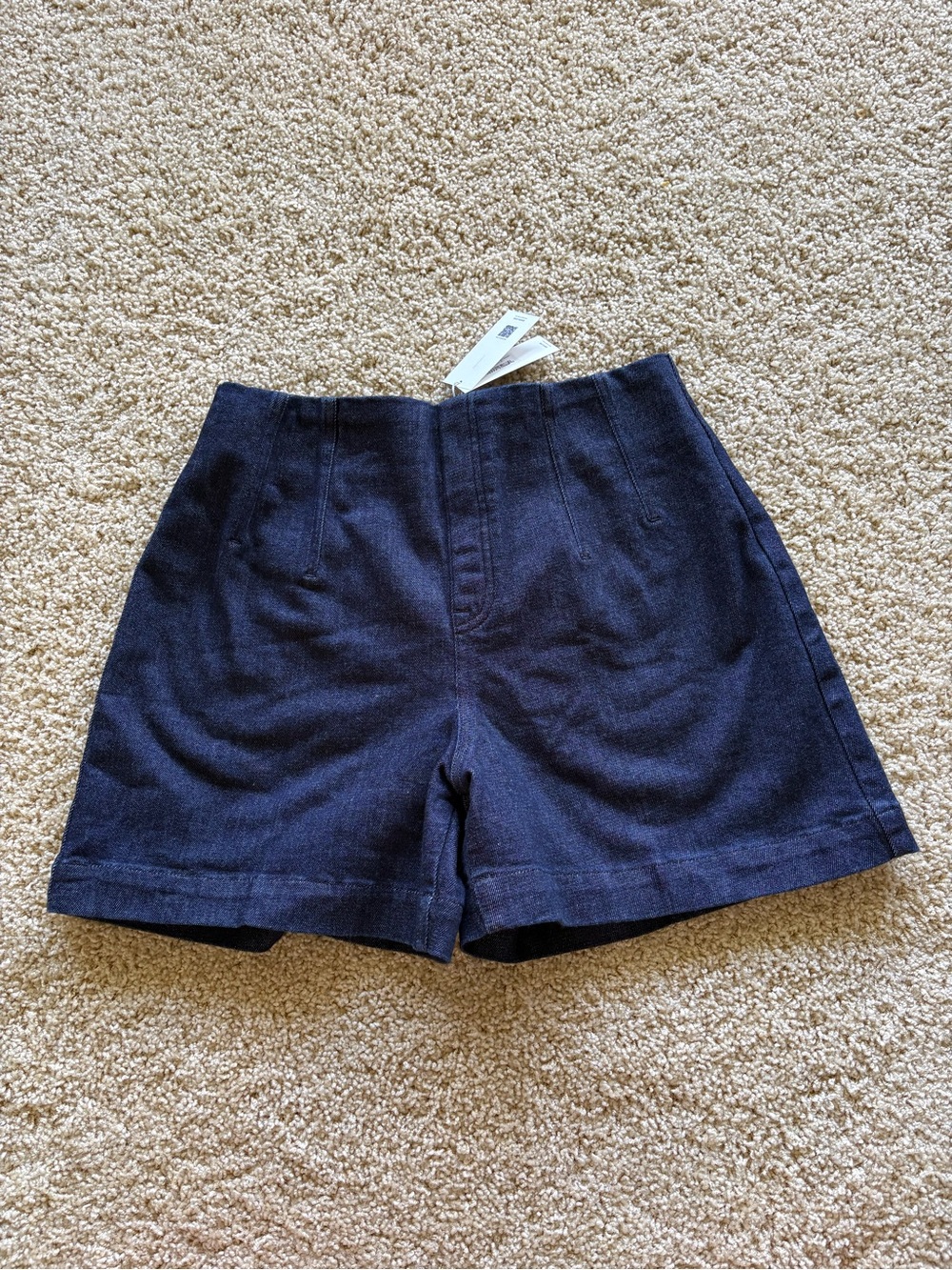 NWT SPANX Womens Medium Raw Indigo Denim Zero Waistband Pull On Shorts M 21315R